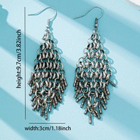 Boucles d'oreilles pendantes en fer en forme de losange avec pompon, style chandelier, pour femme, usage quotidien et décontracté, sans pierre principale, par Qingdao Comiya Accessories