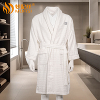 Peignoir Bouclette Coupée Unisexe Grande Taille 100 % Coton Doux et Respirant avec Logo Personnalisé, Peignoir d'Hôtel Blanc d'Hiver pour Hommes et Femmes