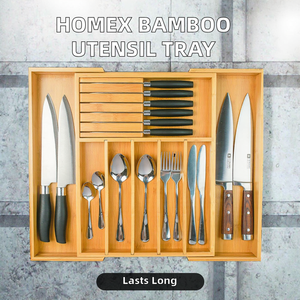 Organisateur de tiroir de cuisine en bambou extensible de qualité supérieure - Product Image 3