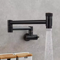 Robinet de remplissage de casseroles mural FEIDU moderne à poignée unique, finition or brossé, pliable et extensible, en laiton, avec cartouche céramique, pour hôtels et cuisines