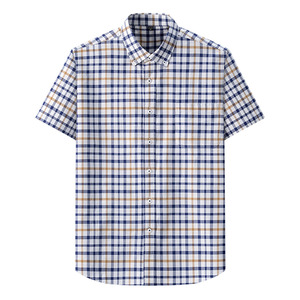 Camisa <span class=keywords><strong>de</strong></span> <span class=keywords><strong>Manga</strong></span> <span class=keywords><strong>Corta</strong></span> para Hombre, 100% Algodón Oxford, <span class=keywords><strong>Cuadros</strong></span>, Cuello con Botones, Estilo Casual <span class=keywords><strong>de</strong></span> Negocios, Verano, Venta al Por Mayor, OEM, Marca Privada - Product Image 1