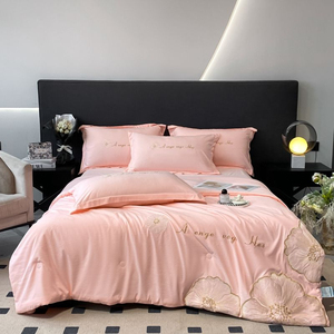 European Style Smooth Summer Quilt Set 4pcs Skin-Friendly Summer Bedding Set Bed <b>Sheet</b> for Home Use Wholesale Compras - Product Image 1