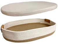 Lit de bébé tressé en corde de coton et jonc de mer avec matelas rembourré, paniers de rangement, paniers à langer pour nouveau-né et paniers Moïse