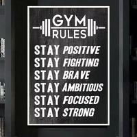 Affiche Motivante Art Déco Règles de Gymnastique, Tableau Mural sur Toile Noir et Blanc, Décoration Intérieure pour Salon et Chambre