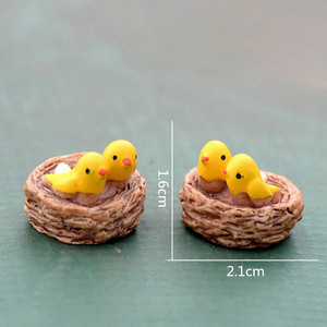 Nouveau Mini Nid avec Oiseaux, Miniatures de Jardin Féerique, Résine Plate, Oiseaux Kawaii de Dessin Animé, Artisanat pour la Décoration Intérieure - Product Image 4
