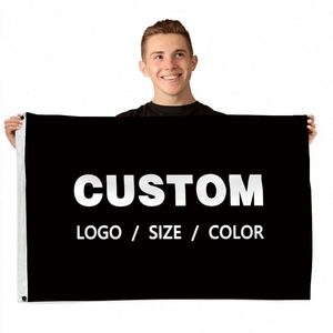 Factory Wholesale 100D Polyester Digital Printing Good Quality Black Custom Flags <b>Banners</b> - Product Image 6