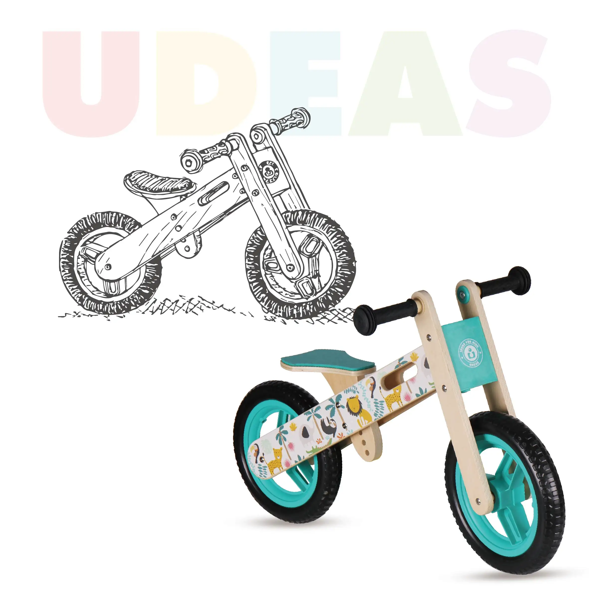 UDEAS professionelles geh-spielzeug holz 12-zoll holz-fahrrad kinder balance-fahrrad