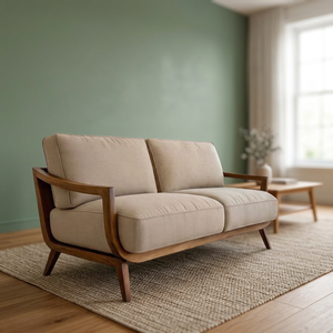Modern Minimalist Two-Seater <b>Sofa</b> with Premium Teak <b>Wood</b> <b>Frame</b> for Living Room Made in Indonesia - Product Image 2