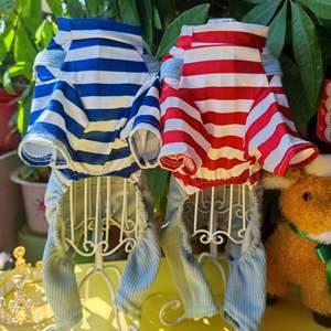 Vêtements pour chiens printemps-automne en gros, tenue rayée à quatre pattes motif ours, style décontracté pour petits et moyens chiens (Pomeranian) - Product Image 3