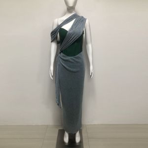 <span class=keywords><strong>Abito</strong></span> lungo vintage monospalla da <span class=keywords><strong>donna</strong></span>, elegante in <span class=keywords><strong>tulle</strong></span>, da sera, con vita asimmetrica e nappe - Product Image 6