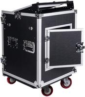 Sound Town Rack de Aluminio 14U para PA/DJ, Mesa de Trabajo con Superficie Inclinada para Mezcladora 11U, Profundidad de 20 Rack, con Ruedas, Soporte OEM Personalizable