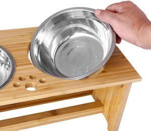 Penjualan terlaris WDF OEM mangkuk anjing kayu berdiri dengan tinggi yang dapat diatur mangkuk makanan anjing peliharaan kucing tinggi dengan dudukan pemberi makan hewan peliharaan bambu - Product Image 3