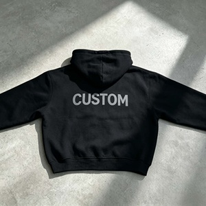 เสื้อฮู้ดดี้ผู้ชายสไตล์วินเทจทรงบ็อกซี่ สตรีทแวร์ ฮิปฮอป พิมพ์ลายโลโก้ตามสั่ง ซิปหน้า - Product Image 2