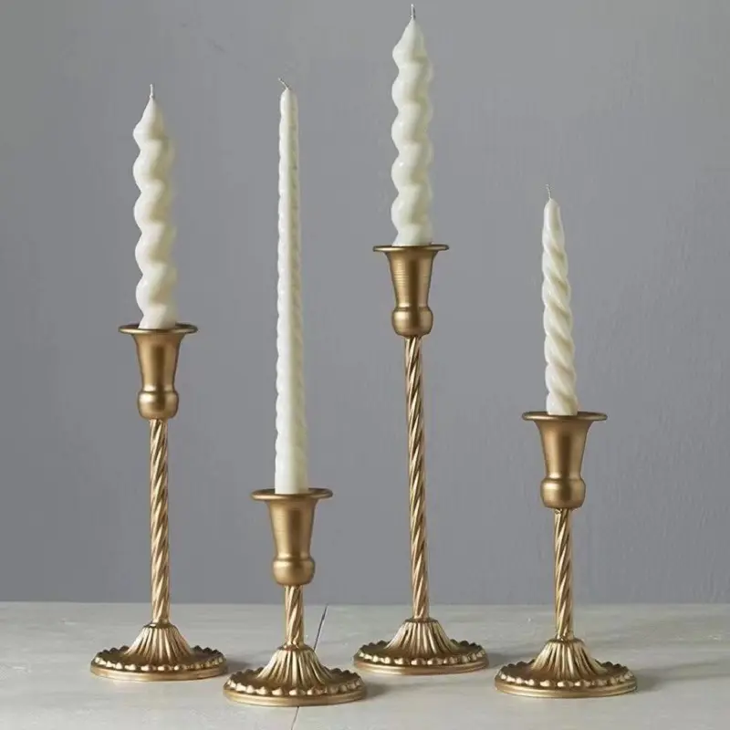 Candelabro minimalista de bronce antiguo, soporte de candelabro de Metal para el hogar o la decoración de la boda de Navidad