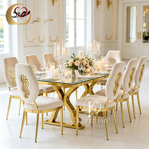Mesas y Sillas de Comedor Modernas de Acero Inoxidable de Lujo con Diseño Personalizado para Bodas, Banquetes, Hogar y Uso en Hoteles - Product Image 1