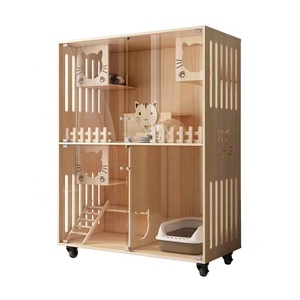 Hot Sell Customized Multi- Layer Luxury Solid Wood Pet House Cat Villa Wooden Indoor Cat House