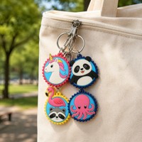 Porte-clés personnalisé en PVC souple, mascotte fantaisie, licorne, panda, flamant rose, avec bord gaufré 3D, vente en gros, cadeau