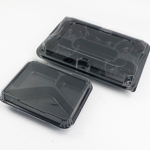 Boîte alimentaire jetable en plastique à 3 compartiments avec couvercle transparent anti-buée, boîte à bento noire <span class=keywords><strong>pour</strong></span> la préparation des repas et les salades - Product Image 4