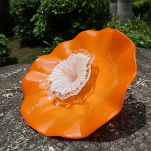 Platos de vidrio soplado naranja con <span class=keywords><strong>estambre</strong></span> blanco para decoración de paredes - Product Image 4