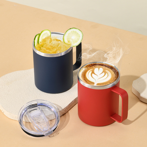 Ly cà phê giữ nhiệt chân không hai lớp bằng thép không gỉ 12oz có tay cầm và nắp, in logo tùy chỉnh - Product Image 6