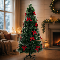 Sapin de Noël artificiel pré-éclairé en fibre optique, pliable, télescopique, en PVC ignifuge, taille personnalisable 60-240 cm, LED d'intérieur