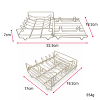 Égouttoir à vaisselle pliable 2-en-1 DaS en métal, gain de place, pour assiettes et tasses, à poser sur comptoir de cuisine