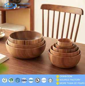 Ciotole in Legno Stile Minimalista per Uso Domestico, Ciotole per Insalata in Legno di Acacia per Case, Soggiorni, Esterni e Ristoranti - Product Image 1