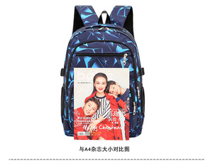 Cross-Border Nylon Three-Piece Backpack Zipper Fashionable Stripes Pattern Student School Sports <b>Bag</b> Large Capacity <b>Computer</b> - Product Image 6