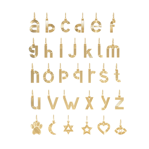 Pendentifs alphabet plaqués or Gemnel, lettres A à Z avec symboles, style minimaliste, pour collier unisexe, usage quotidien. - Product Image 1