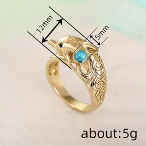 Anello con motivo a nuvola di delfini per donna, gioiello da dito alla moda in stile oceano - Product Image 4
