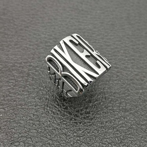Biker <b>Ring</b> <b>Titanium</b> Steel Silver Men's Letter Design Gift Jewelry - Product Image 2