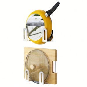Support mural universel auto-adhésif en acier inoxydable 304 pour planches à découper, couvercles de casseroles et poêles, organisateur pour armoire - Product Image 3