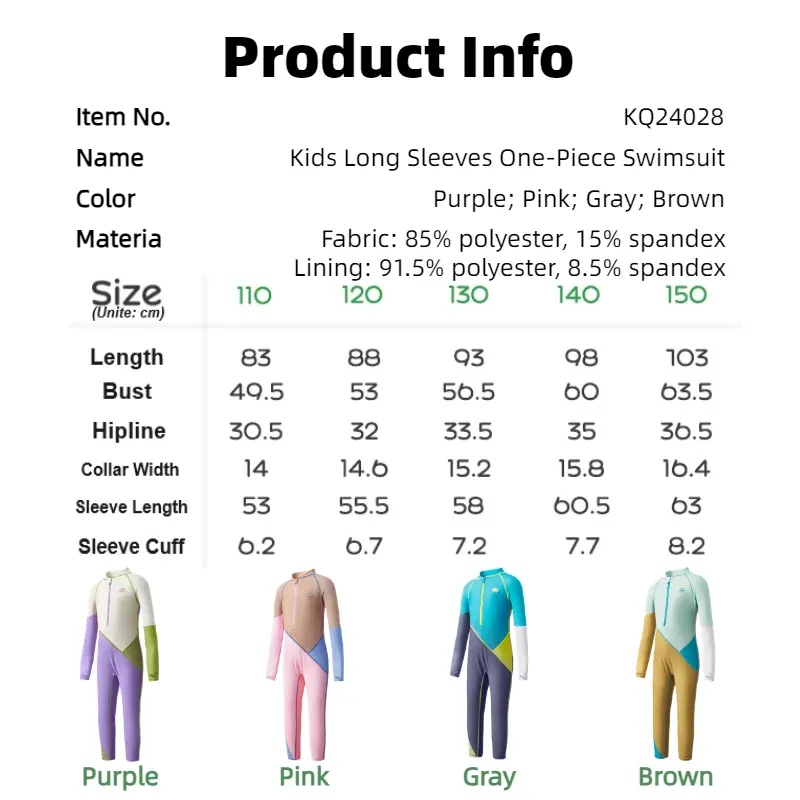 KOCOTREE ยี่ห้อเด็กใหม่แขนยาว UV ป้องกันแสงแดดชุดว่ายน้ําชิ้นเดียวชุดว่ายน้ําเด็กฤดูร้อนสระว่ายน้ําชายหาดชุดว่ายน้ํา