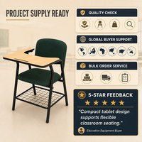 Chaise de formation avec tablette intégrée et étagère de rangement sous le siège pour salles de classe, salles de conférence et salles de séminaire