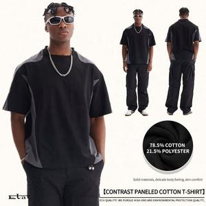 Haute qualité hommes luxe personnalisé lourd 100% coton 260gsm contraste course t-shirt boîte vierge Fit t-shirt - Product Image 2