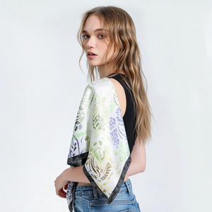 Pañuelo Cuadrado de Seda Sintética de 70x70cm, Bandana Ligera con Protección UV para Verano, Pañuelo Grande con Estampado para Cabello y Cuello para Mujer, Venta al Por Mayor - Product Image 2