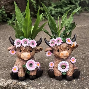 Vases <span class=keywords><strong>à</strong></span> fleurs en résine en forme de <span class=keywords><strong>vaches</strong></span> des Highlands pour la décoration florale et la décoration de table <span class=keywords><strong>à</strong></span> la maison - Vente en gros - Product Image 2