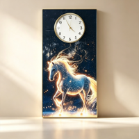 Horloge murale numérique silencieuse en porcelaine de cristal de luxe, impression numérique sur toile, avec cadre, pour usage intérieur, base en papier