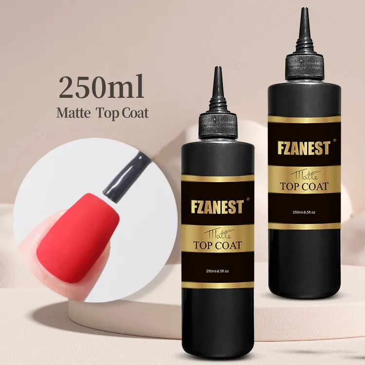 nail art 2024 FZANEST 250 ml premium golden supplier matte top coat gel nail polish refill matte finish top coat