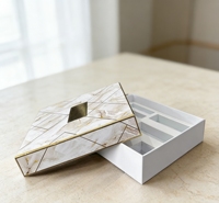 Boîte rigide personnalisée en gros, motif marbre de qualité supérieure, avec fenêtre transparente, pour emballage d'entreprise de produits de soin de la peau