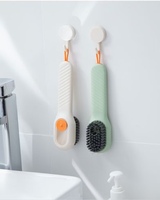 Brosse de nettoyage multi-usages en nylon écologique PP à long manche avec fonction d'ajout de liquide 40g pour chaussures