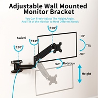 WM181 17 "-32" 10kg ressort à gaz bras de moniteur unique support mural noir écran incurvé support ordinateur VESA support mural