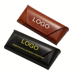Custom Screen Printed Logo Leather Glasses Case Portable Eye Glasses <b>Pouch</b> Sunglasses Holder Protective Glasses Box <b>Men</b> Women - Product Image 1