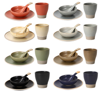 Service de vaisselle en céramique haut de gamme pour hôtel et restaurant, ensembles de vaisselle créatifs en porcelaine peinte à la main, 4 pièces