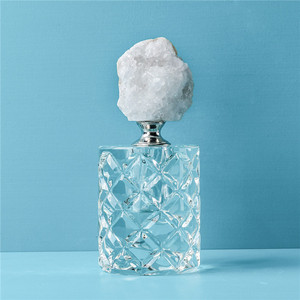 HZ Embalaje decorativo personalizado con tapones Botella de perfume en aerosol de vidrio esmerilado recargable Ágata blanca <span class=keywords><strong>Geoge</strong></span> Cap artesanías - Product Image 1