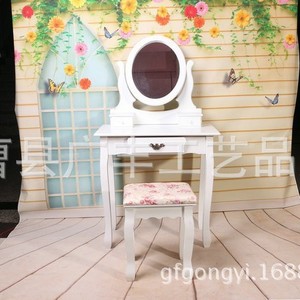European Style <b>Dressing</b> <b>Table</b> <b>With</b> Stool White Solid Wood <b>Storage</b> Bedroom Makeup Vanity Set - Product Image 1