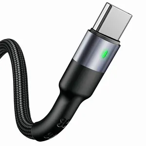 USAMS工厂批发3A快速充电线尼龙编织智能USB C型数据手机USB电缆