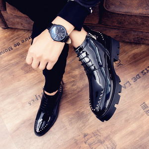 Chaussures <span class=keywords><strong>en</strong></span> cuir PU à bout pointu et motif <span class=keywords><strong>crocodile</strong></span>, à tige haute. Version coréenne. Chaussures tendance et polyvalentes, bottes <span class=keywords><strong>en</strong></span> cuir britanniques - Product Image 5