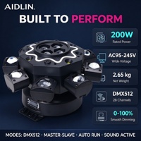 Projecteur de scène motorisé 200W Bee Eye 8 bras King Kong RGBW avec faisceau laser et stroboscope DMX512 activé par le son pour DJ, discothèque, karaoké, bar, fête