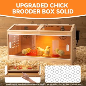 Grande cage en bois avec tiroirs pour hamster, poulailler, avec 3 lampes chauffantes, thermostat intelligent pour - Product Image 3